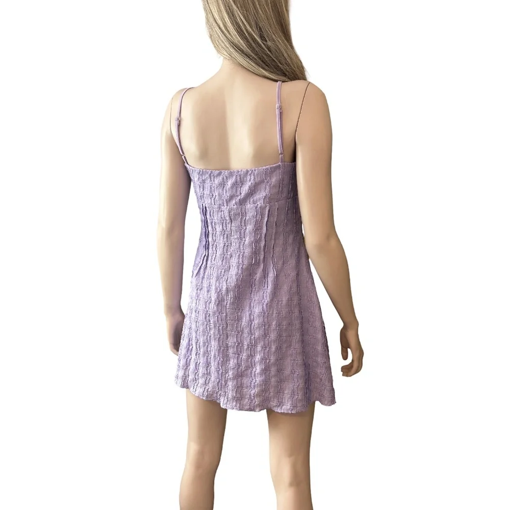 Princess Polly Melrose Nights Lilac Mini Dress Textured Empire Bust Sleeveless - Picture 11 of 16